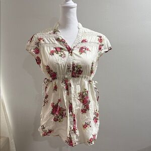 Decree Pink and Cream Floral Blouse